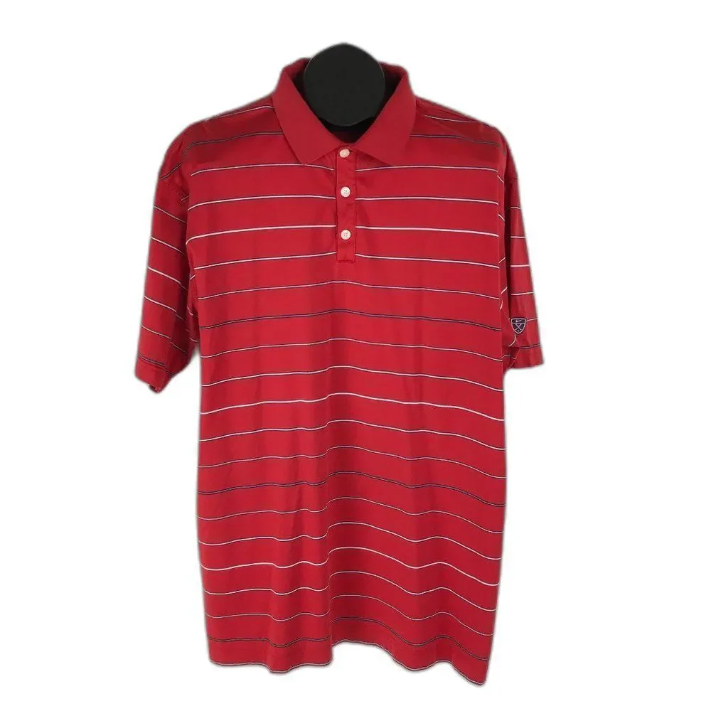 Nike Golf Polo Shirt Men's XXL Short Sleeve Red Striped 100% Cotton Casual